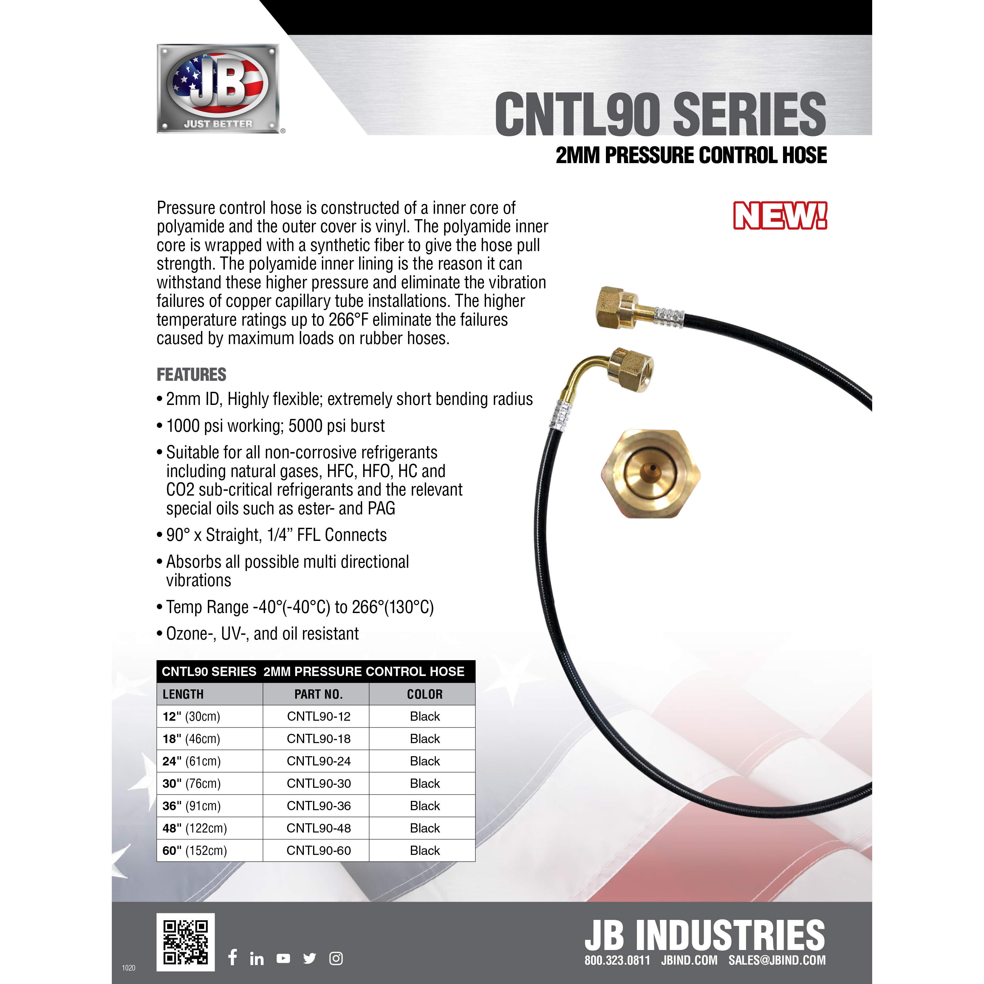 JB Industries CNTL90 Series Control Hose