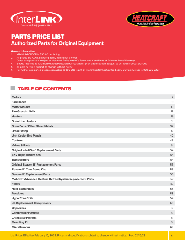 Interlink Parts Price List