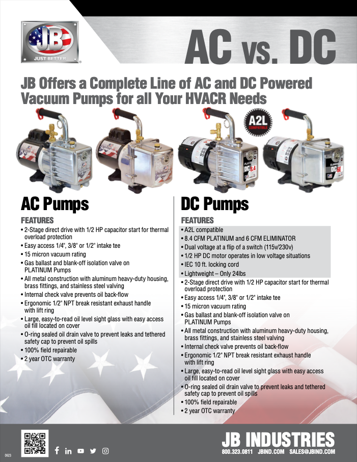 JB Industries AC vs DC Pumps