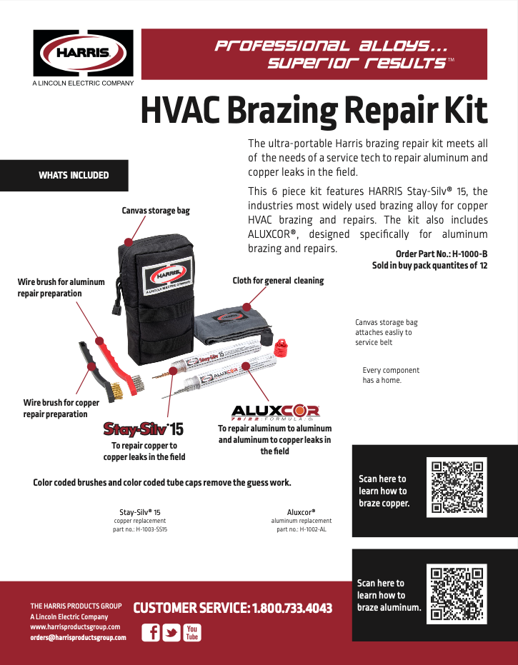 Harris HVAC Brazing Repair Kit Flyer