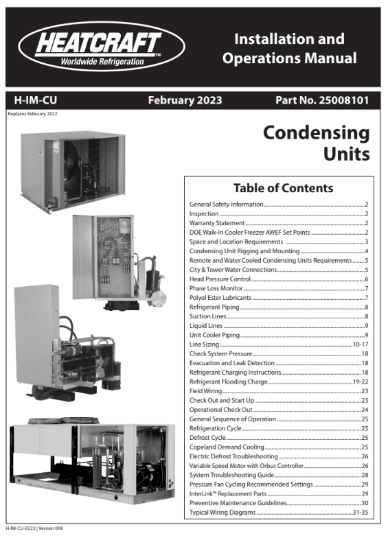 Technical - Condensing Units I & O Manual