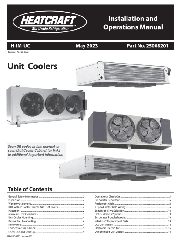 Technical - Unit Coolers I & O Manual
