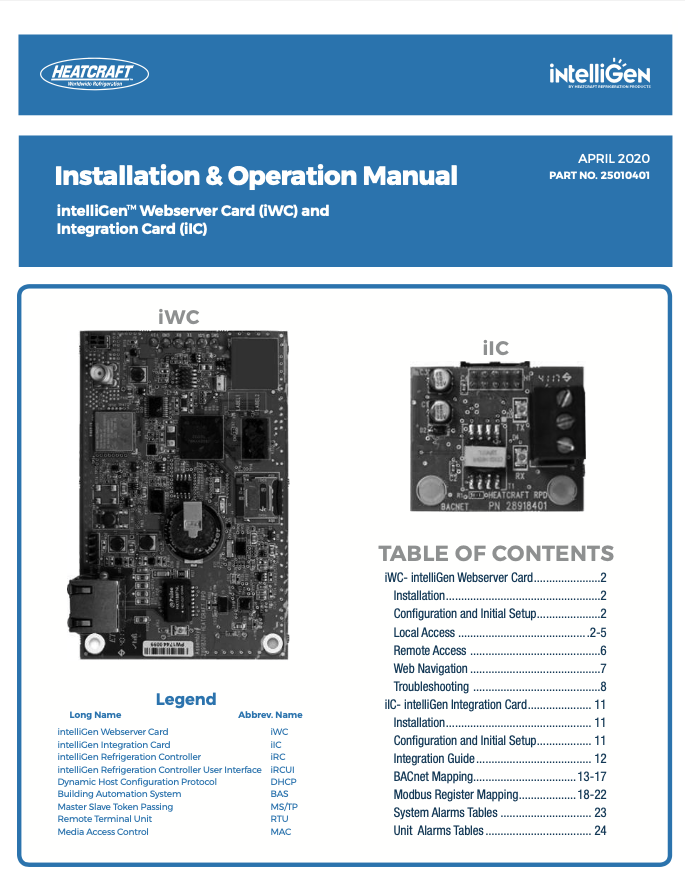 intelliGen Webserver and Integration Card I & O Manual