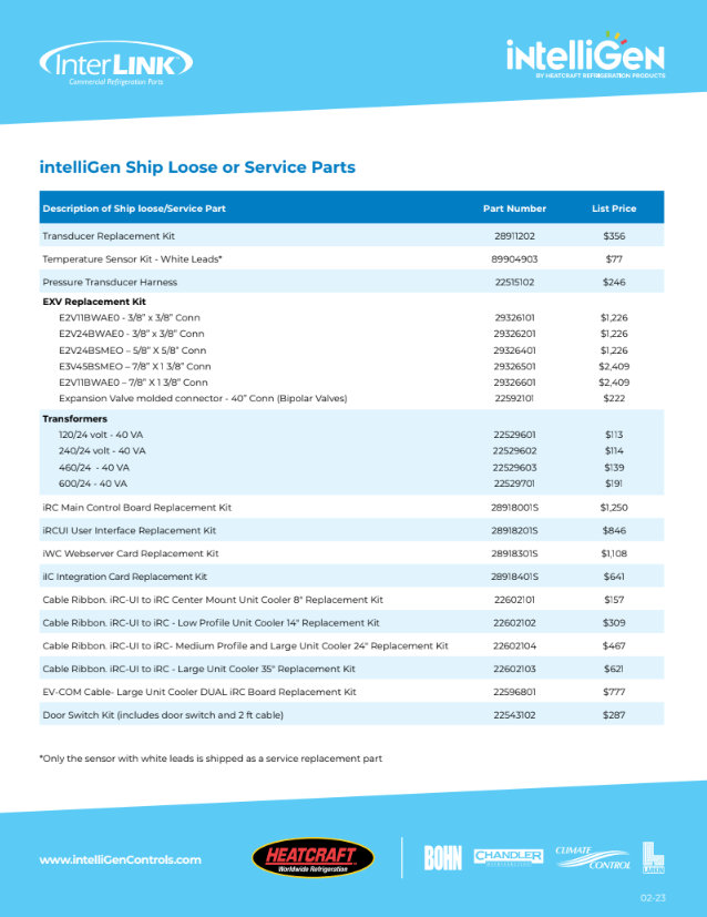 intelliGen Price List